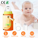 Portable Baby Bottle Warmer with 5 Temperature Settings | Travel Milk & Formula Warmer with Fast Charge Adapter