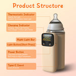 Portable Baby Bottle Warmer with Night Light | Rechargeable Travel Milk & Formula Warmer with 6 Heating Levels