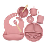 Silicone Baby Feeding Set | Complete Baby Mealtime Set with Bib, Plate, Bowl, Cup & Utensils