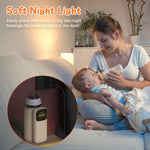 Portable Baby Bottle Warmer with Night Light | Rechargeable Travel Milk & Formula Warmer with 6 Heating Levels