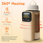 Portable Baby Bottle Warmer with Night Light | Rechargeable Travel Milk & Formula Warmer with 6 Heating Levels